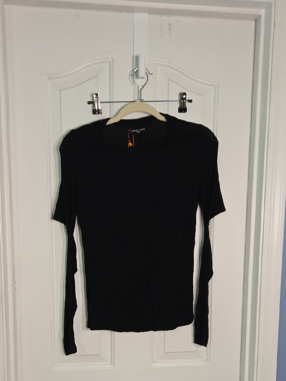 Michael Lauren Black Long Sleeve Slim Top With Cutout Elbows